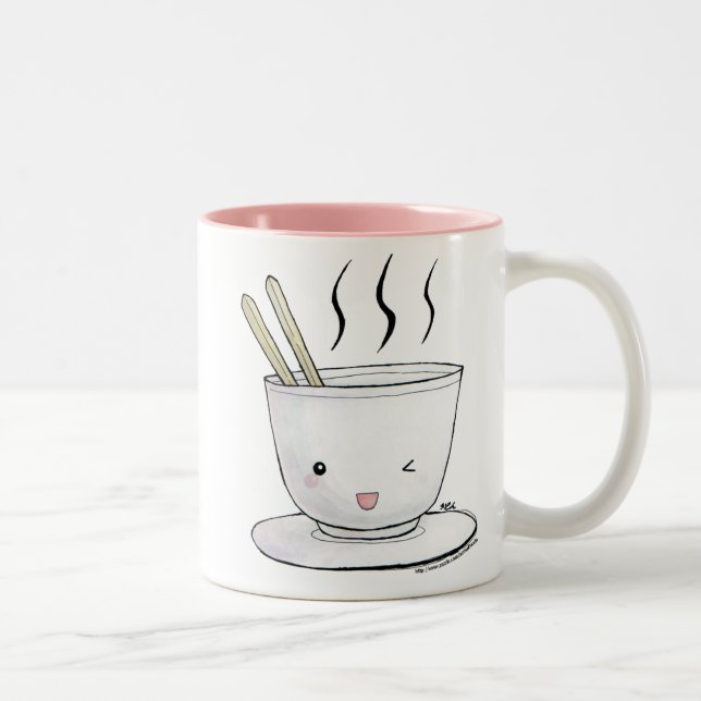 kawaii noodles Two-Tone coffee mug (Right)