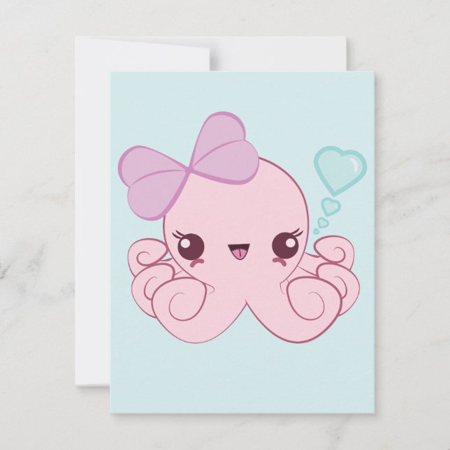 Kawaii Octopus Invitations (Front)