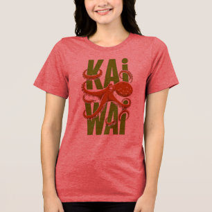 Kawaii Octopus Japanese Style - Red Heather Women' Tri-Blend Shirt