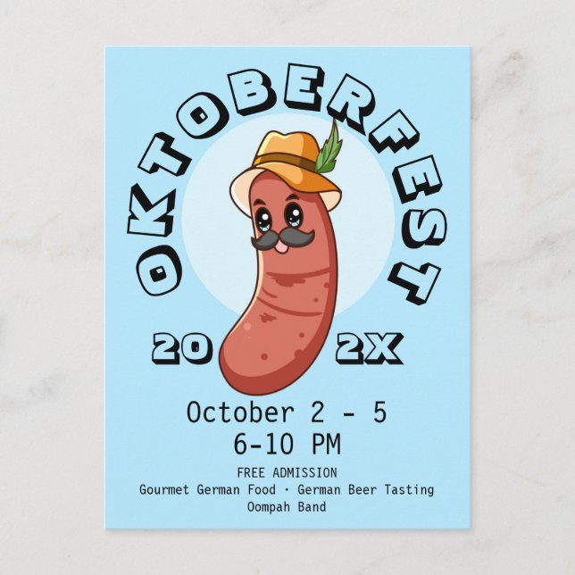 Kawaii Oktoberfest Bratwurst Postcard (Front)