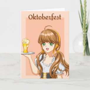 Kawaii Oktoberfest Maid with Beer Card