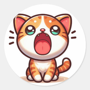 Kawaii Orange Cat Classic Round Sticker