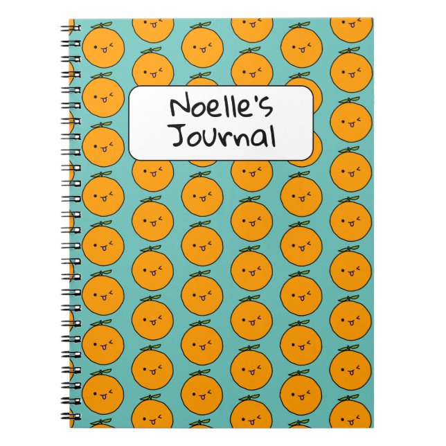 Kawaii Orange Customisable Personalised Journal (Front)