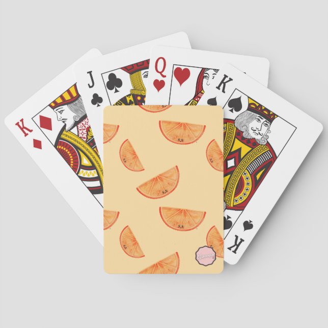 Kawaii Orange Slice Pattern Playing Cards (Back)
