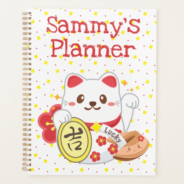 Kawaii Oriental Lucky Cat & Fortune Cookie Planner (Front)