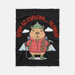 Kawaii Outdoor Capyra With Climbing Gear Fleece Blanket
