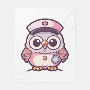 Kawaii Owl as a Nurse Fleece Blanket