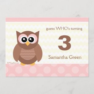 Kawaii Owl Birthday Party Invitations