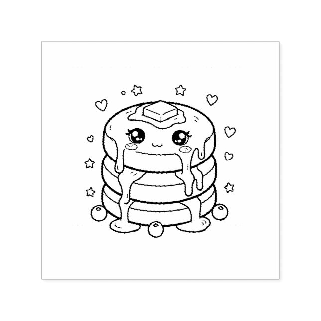 Kawaii pancake stack colouring self-inking stamp (Design)