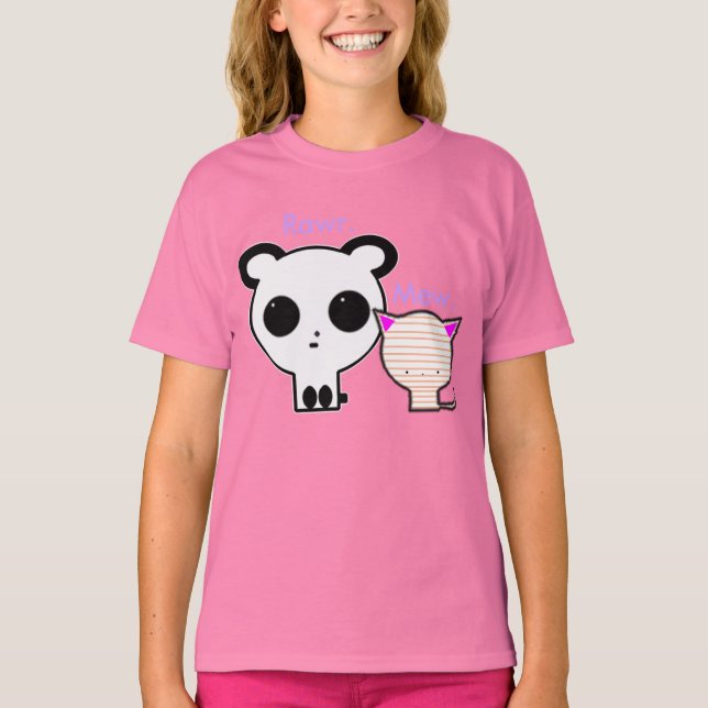 Kawaii Panda and Kitten T shirt (Front)