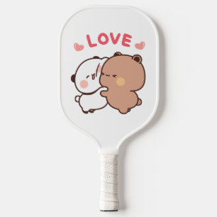 Kawaii Panda Bear, couple Animals Birthday Card Pickleball Paddle