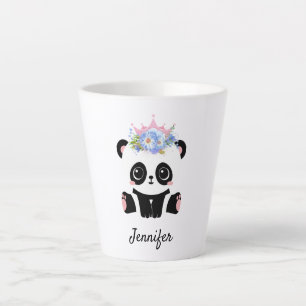 Kawaii panda bear cute floral queen personalised l latte mug