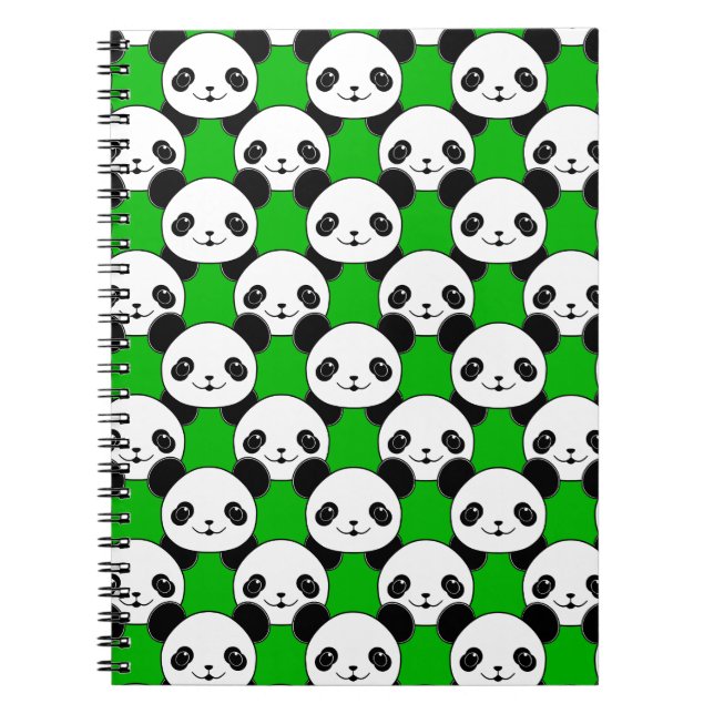 Kawaii Panda Bear Pattern Spiral Notebook (Front)