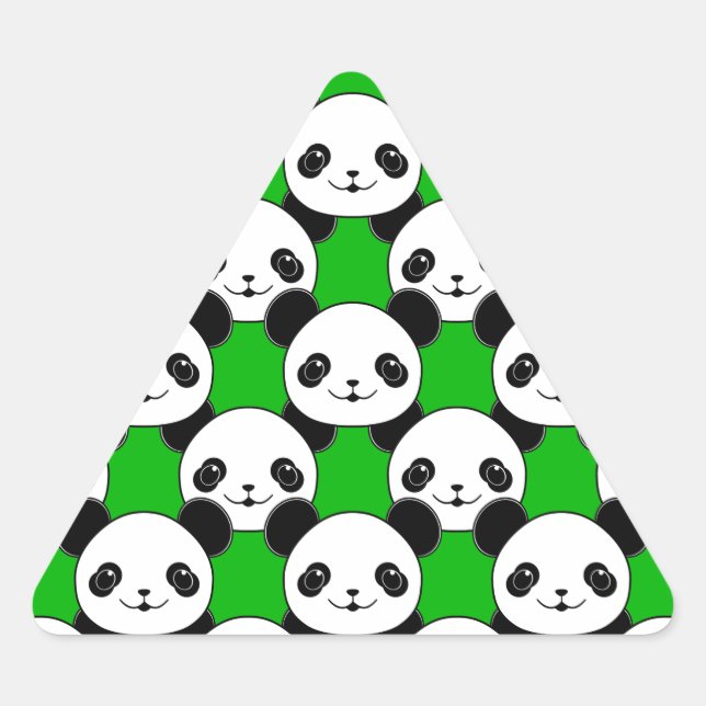 Kawaii Panda Bear Pattern Triangle Sticker (Front)