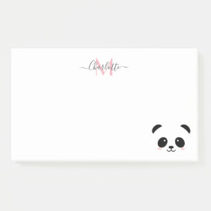 Kawaii panda bear personalised monogram post-it no notes