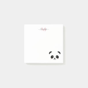 Kawaii panda bear personalized monogram post-it notes