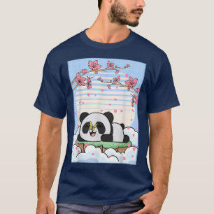 Kawaii Panda Cherry Blossom Butterfly Japanese Aes T-Shirt