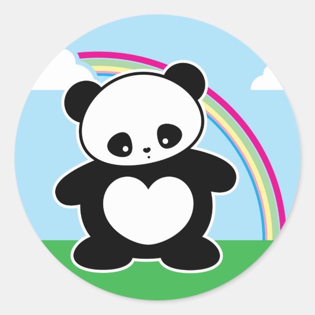 Kawaii panda classic round sticker (Front)