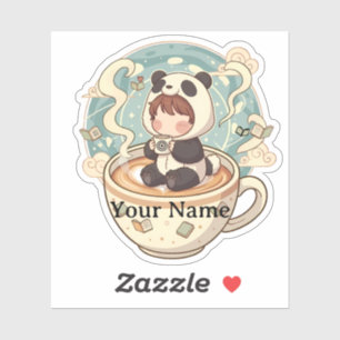 Kawaii Panda Coffee Cup Vinyl Sticker