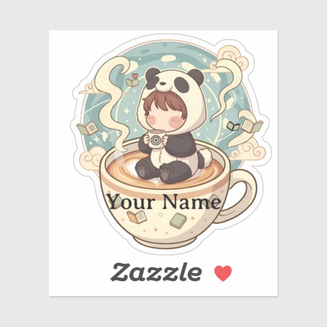 Kawaii Panda Coffee Cup Vinyl Sticker (Sheet)
