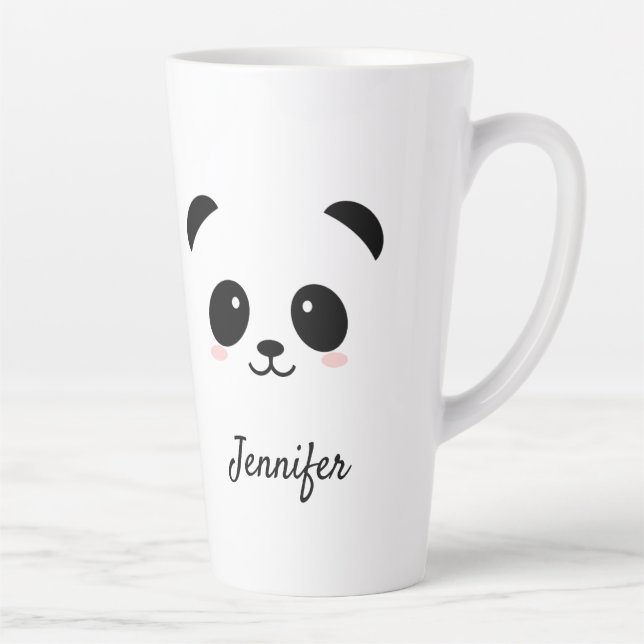 Kawaii panda cute black white personalised latte mug (Right)