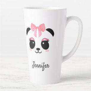 Kawaii panda cute eyelashes personalized latte mug