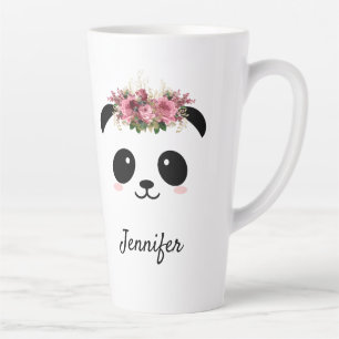 Kawaii panda cute floral queen personalised  latte mug