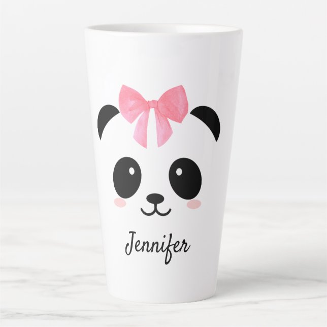 Kawaii panda cute personalised latte mug (Front)