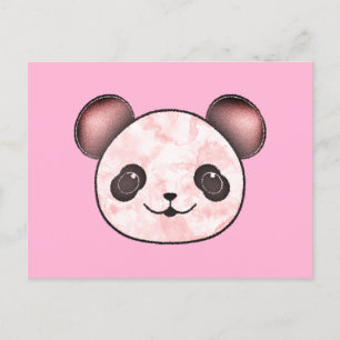Kawaii Panda Drawing In Pink Postcard