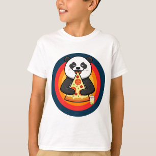 Kawaii Panda Eating Pizza Boba Tea T-Shirt