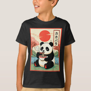 Kawaii Panda Eating Ramen Anime Noodles Japanese P T-Shirt