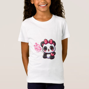 Kawaii Panda Girl's T-Shirt with Pink Bow – Adora