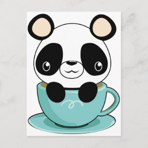 Kawaii Panda in a Teacup Postcard