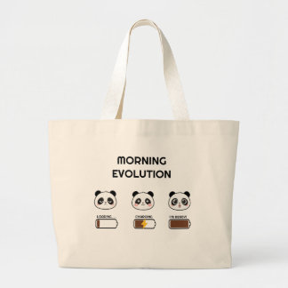 Kawaii Panda Mood Level Progression Cartoon Art Large Tote Bag