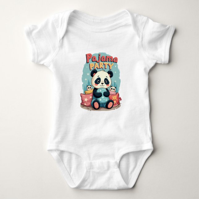 Kawaii Panda Pajama Party Cosy Sleepover Aesthetic Baby Bodysuit (Front)