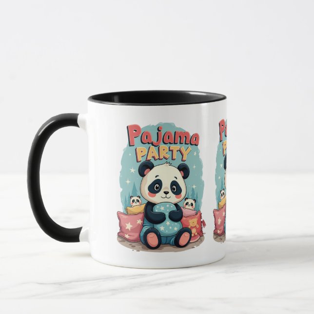 Kawaii Panda Pajama Party Cosy Sleepover Aesthetic Mug (Left)