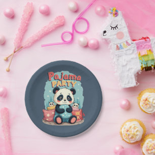 Kawaii Panda Pajama Party Cosy Sleepover Aesthetic Paper Plate