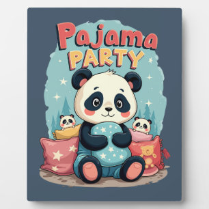 Kawaii Panda Pajama Party Cosy Sleepover Aesthetic Plaque