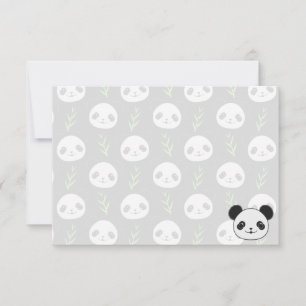 Kawaii Panda Pattern Bamboo In Black White Green Card