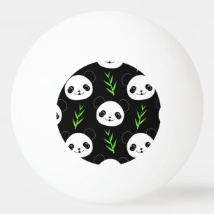 Kawaii Panda Pattern Bamboo In Black White Green Ping Pong Ball