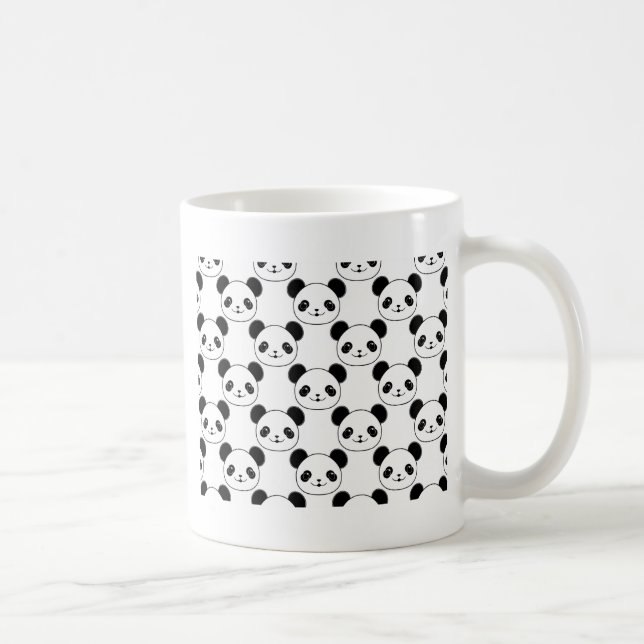 Kawaii Panda Pattern In Black And White Coffee Mug (Right)