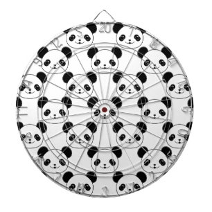 Kawaii Panda Pattern In Black And White Dartboard