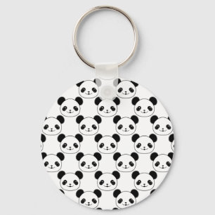 Kawaii Panda Pattern In Black And White Key Ring
