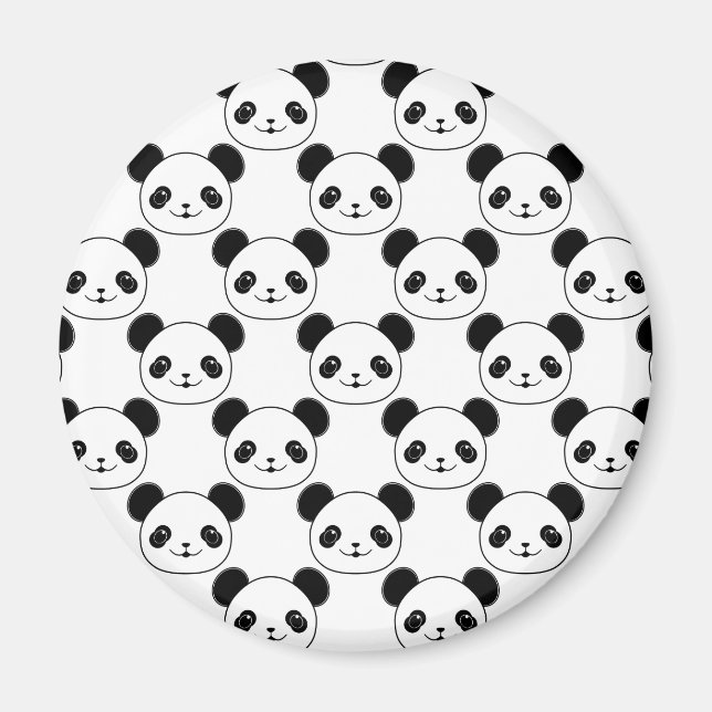 Kawaii Panda Pattern In Black And White Magnet (Front)