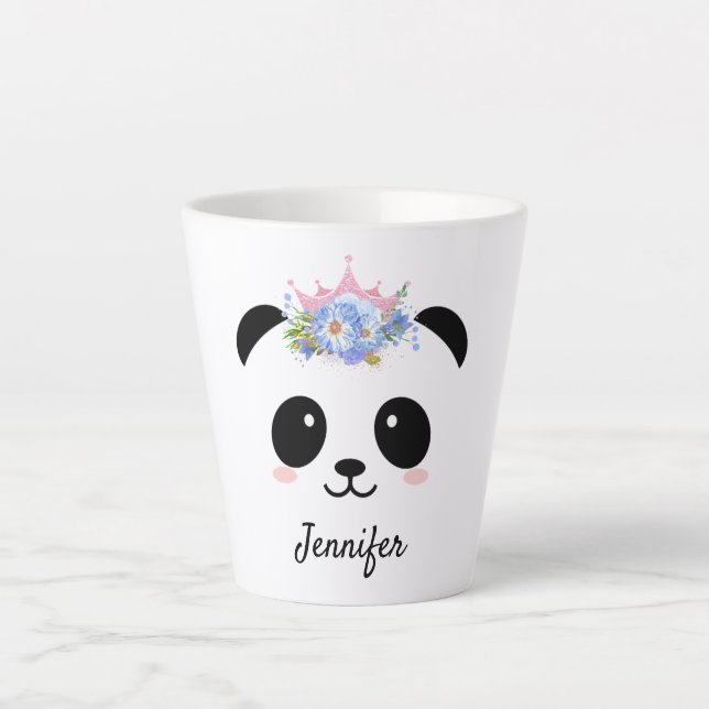 Kawaii panda queen personalised  latte mug (Front)