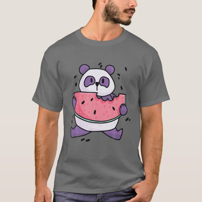 Kawaii Panda With Watermelon T-Shirt (Front)