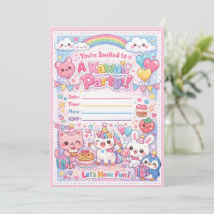 Kawaii Party Invitation – Cute Pastel Birthday 