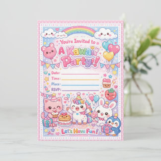 Kawaii Party Invitation – Cute Pastel Birthday 