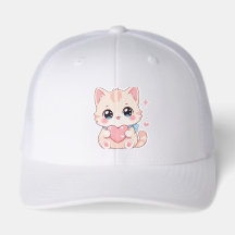 Kawaii Pastel Cat Pink Heart Cute Trucker Hat