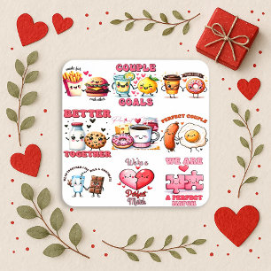 Kawaii Pastel Food Pair Valentine Square Sticker